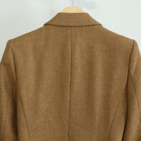 Zara Woman Camel Shetland Wool Long Coat Tailored Blazer Jacket Wool Blend small - Picture 8 of 9